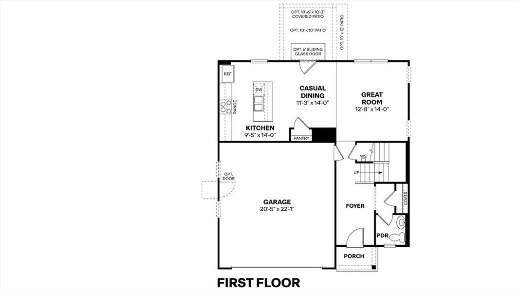 2D floor plan layout for the Meridian by D.R. Horton in Mustang Ridge, Andrews, TX (Image 3).