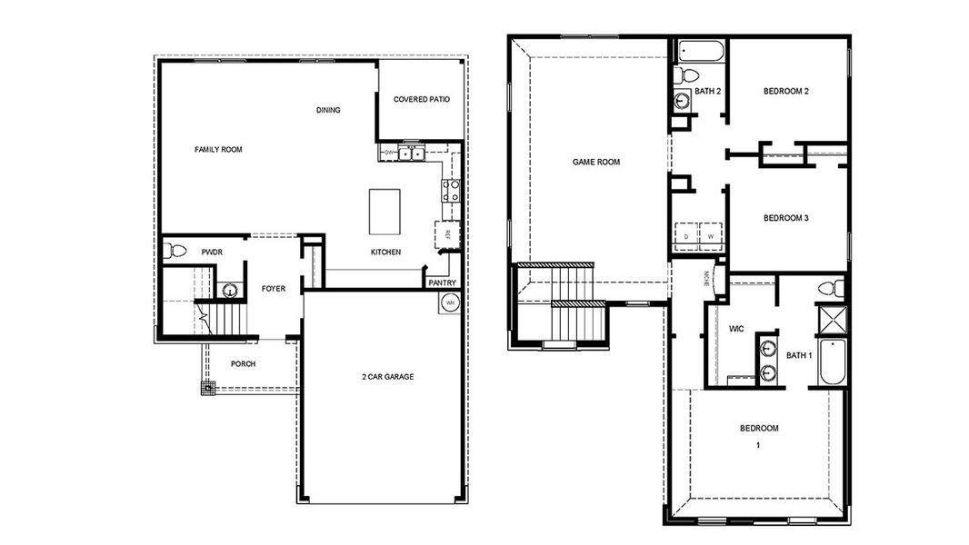2D floor plan layout for the The Bowen by D.R. Horton in Hunters Ranch, San Antonio, TX (Image 3).