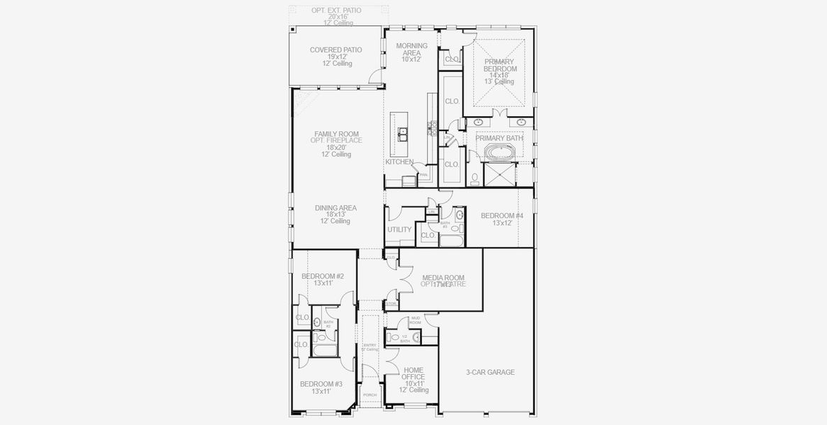 2D floor plan layout for the 3112W by Perry Homes in Sienna 60', Missouri City, TX (Image 4). 2D floor plan layout for the 3112W by Perry Homes in Sienna 60', Missouri City, TX (Image 4).