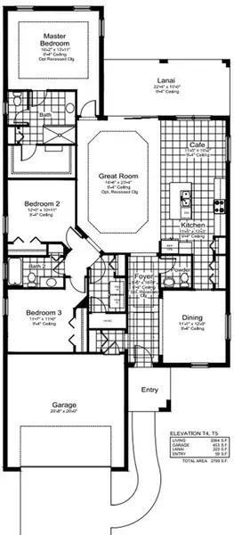 2D floor plan layout of this home in Boca Royale Golf & Country Club at Wellen Park, Englewood, FL (Image 4).