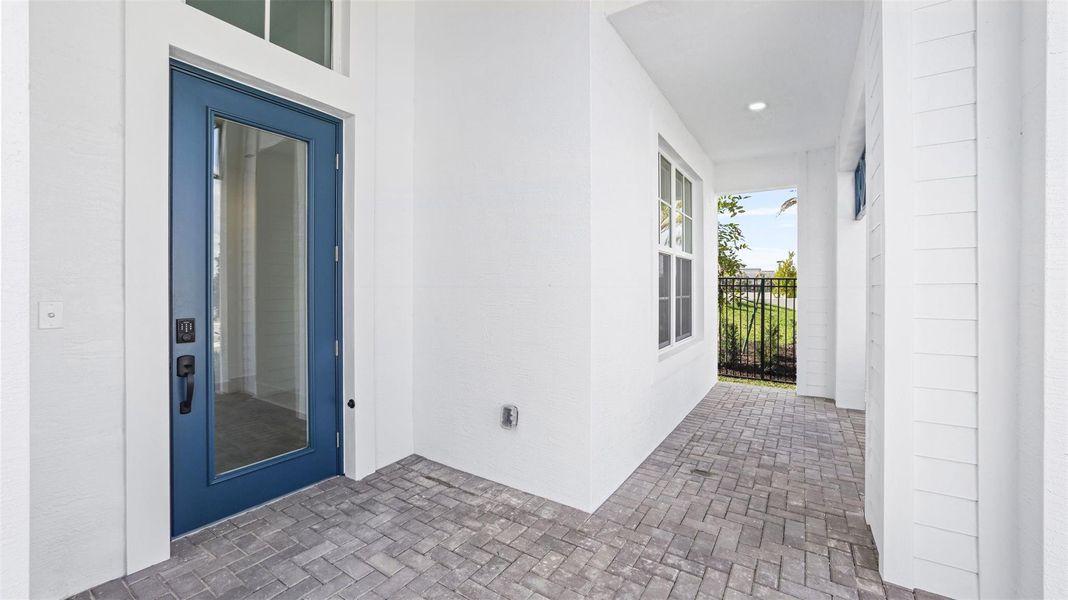 Exterior details and patio area of a home in Esprit at Avenir, Palm Beach Gardens (Image 3).