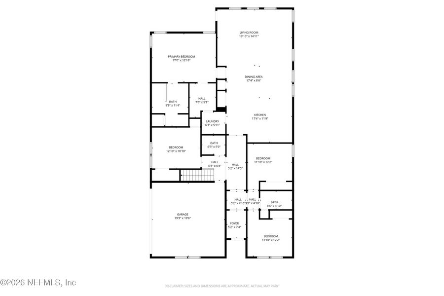 2D floor plan layout of this home in Palm Coast Homes, Palm Coast, FL (Image 5).