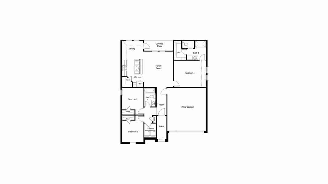 2D floor plan layout for the ASHBURN by D.R. Horton in Hampton Hills, Abilene, TX (Image 3).