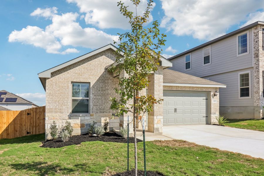 Front exterior of the Briscoe floorplan at a Meritage Homes community.