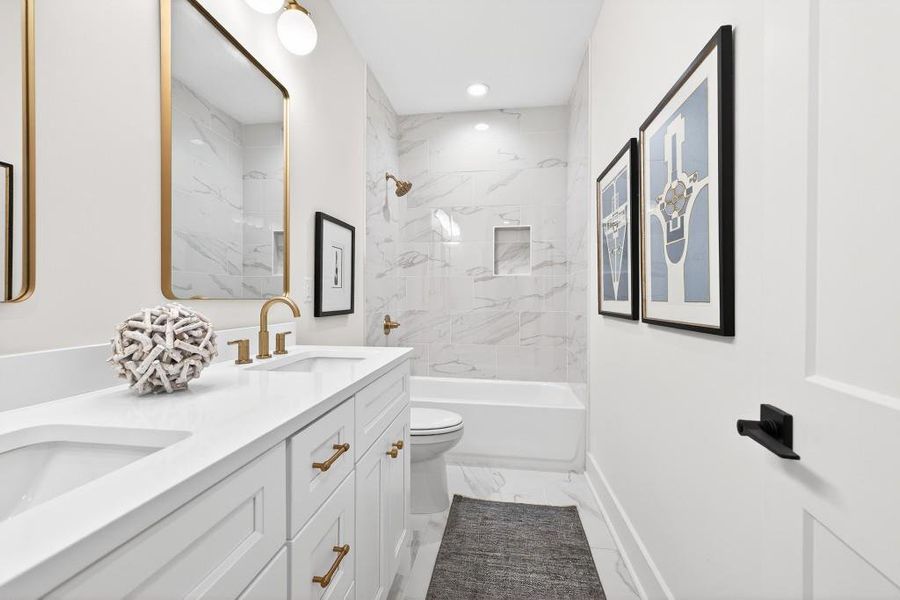 Furnished interior view inside a new home in Skyview On Broad, Sugar Hill (Image 30). Furnished interior view inside a new home in Skyview On Broad, Sugar Hill (Image 30).