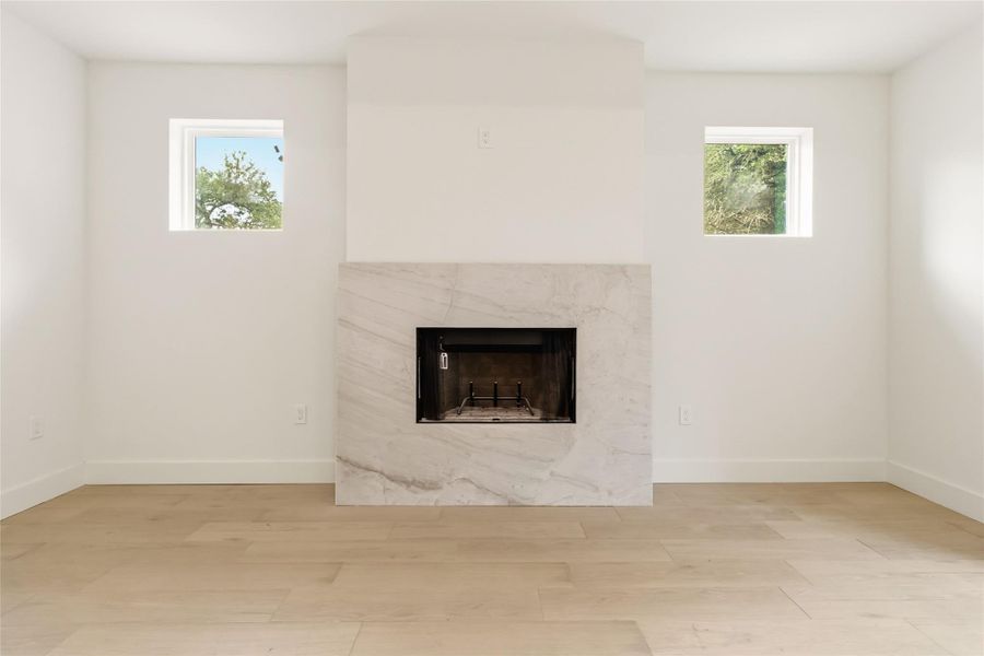 Wood burning fireplace