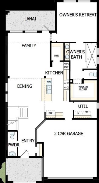 2D floor plan layout of this home in Waterset Tradition Series, Apollo Beach, FL (Image 2).