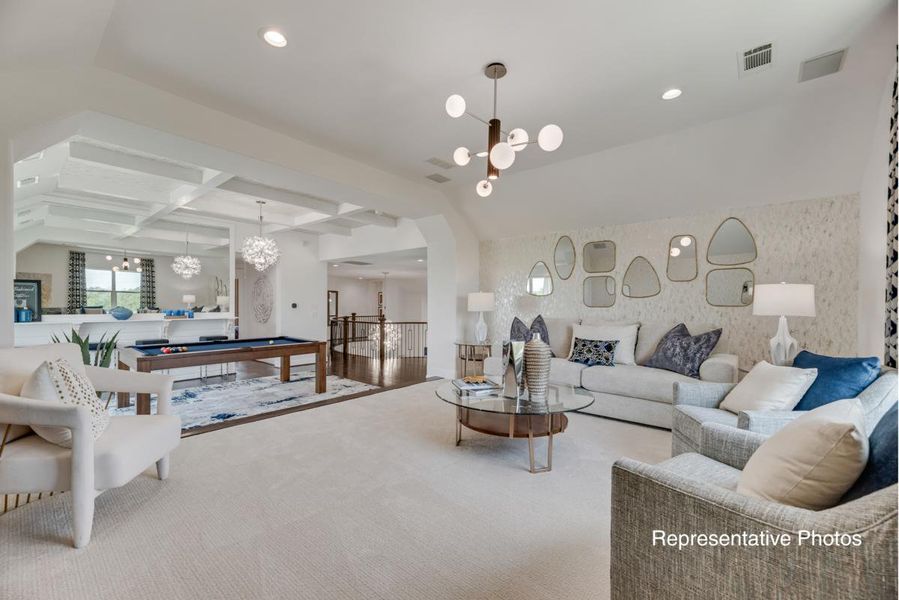 Furnished interior view inside a new home in Dominion of Pleasant Valley, Wylie (Image 9).