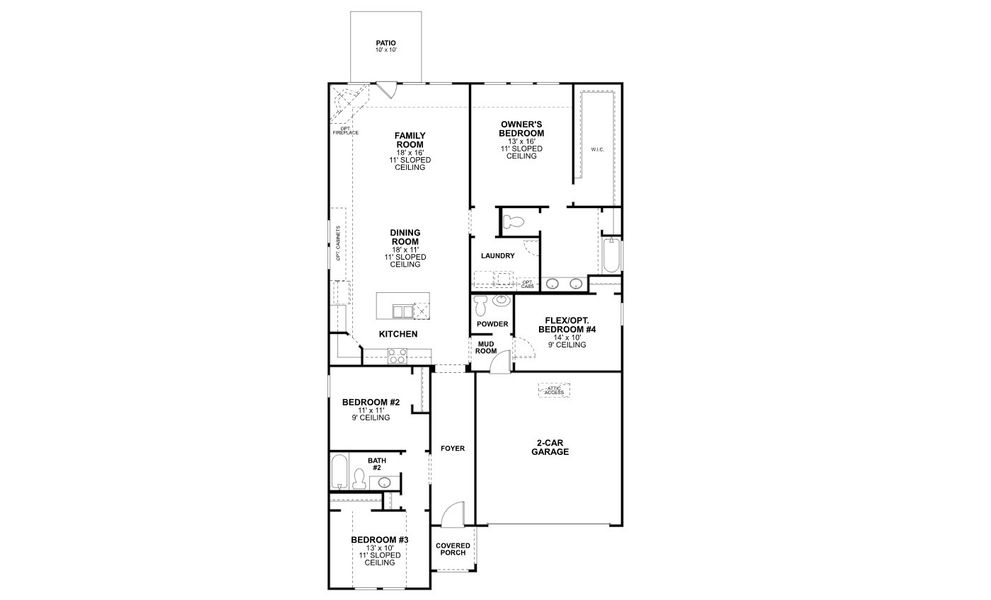 2D floor plan layout of this home in Lily Creek at Sutton Fields, Aubrey, TX (Image 5).