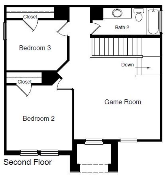 2D floor plan layout for the Gulfport by D.R. Horton in Desert Ridge, Odessa, TX (Image 3).