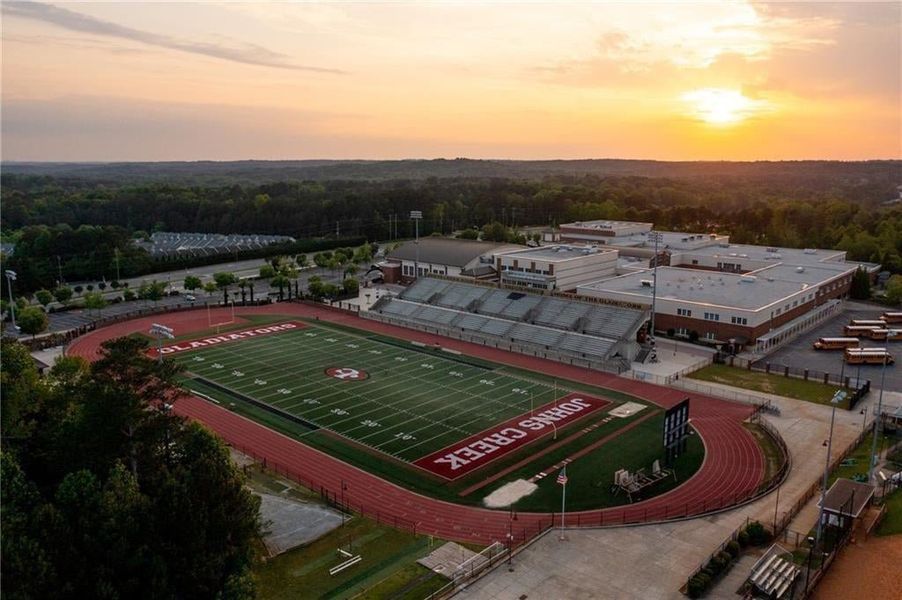 View of aerial view at dusk