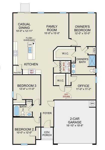 2D floor plan layout for the Venture - Single Family Homes by Dream Finders Homes in Sierra Village at Overhills, Spring Lake, NC (Image 3).