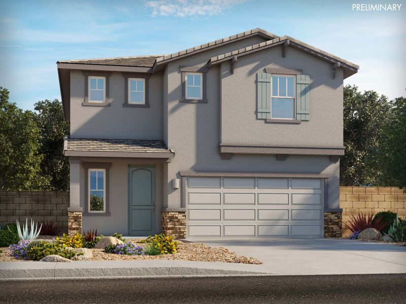 Representative exterior photo of a completed home built from the Park by Meritage Homes in Sonora at Entrada del Pueblo, Sahuarita, AZ (Image 2).