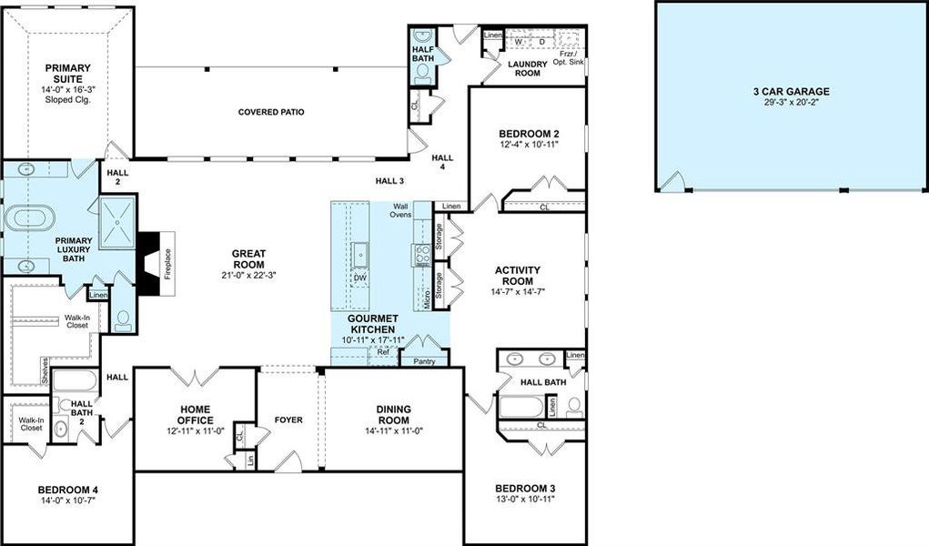 The Elin floor plan by K. Hovnanian® Homes. 1st Floor shown. *Prices, plans, dimensions, features, specifications, materials, and availability of homes or communities are subject to change without notice or obligation.