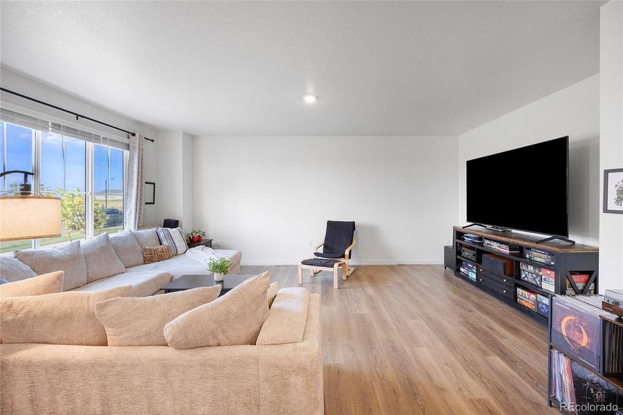 Abundant light flows through the family room. This space makes a great area to relax or entertain in.