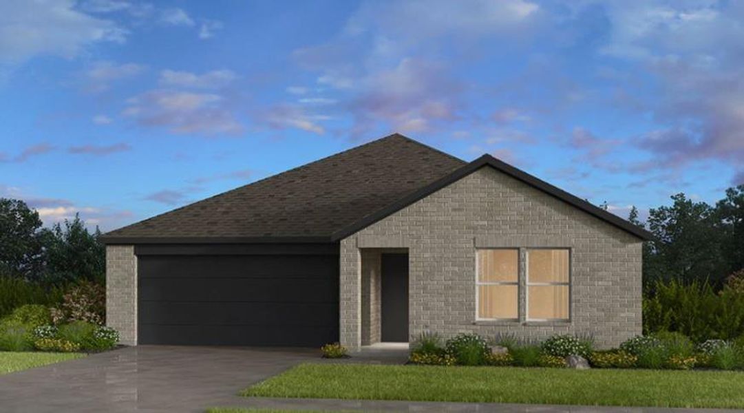 Front exterior of a new home in River Ridge, Crandall, TX, highlighting curb appeal (Image 1). Front exterior of a new home in River Ridge, Crandall, TX, highlighting curb appeal (Image 1).