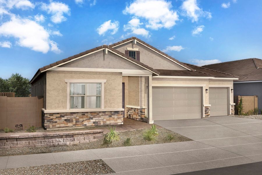 Representative exterior photo of a completed home built from the Crimson by Mattamy Homes in Miravida, Surprise, AZ (Image 23).