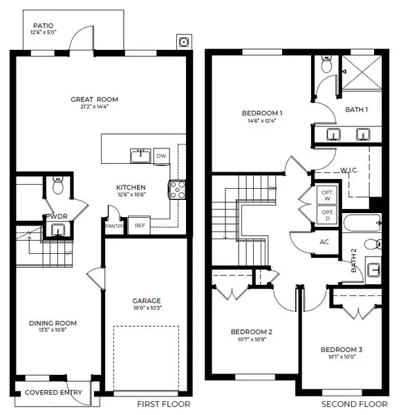 2D floor plan layout for the Jade by D.R. Horton in Juniper Cove, Homestead, FL (Image 3).