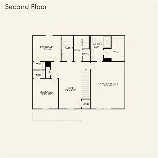 2D floor plan layout of this home in Avery Ridge, Gainesville, GA (Image 2).