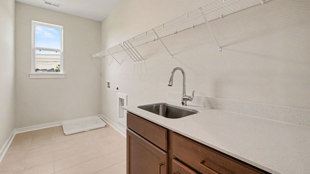 Dedicated laundry room on the second floor with easy access to bedrooms