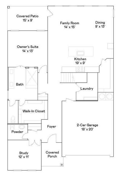 2D floor plan layout of this home in The Grand Prairie, Hockley, TX (Image 2).
