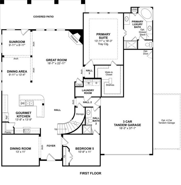 The Millie floor plan by K. Hovnanian Homes. 1st Floor shown. *Prices, plans, dimensions, features, specifications, materials, and availability of homes or communities are subject to change without notice or obligation.