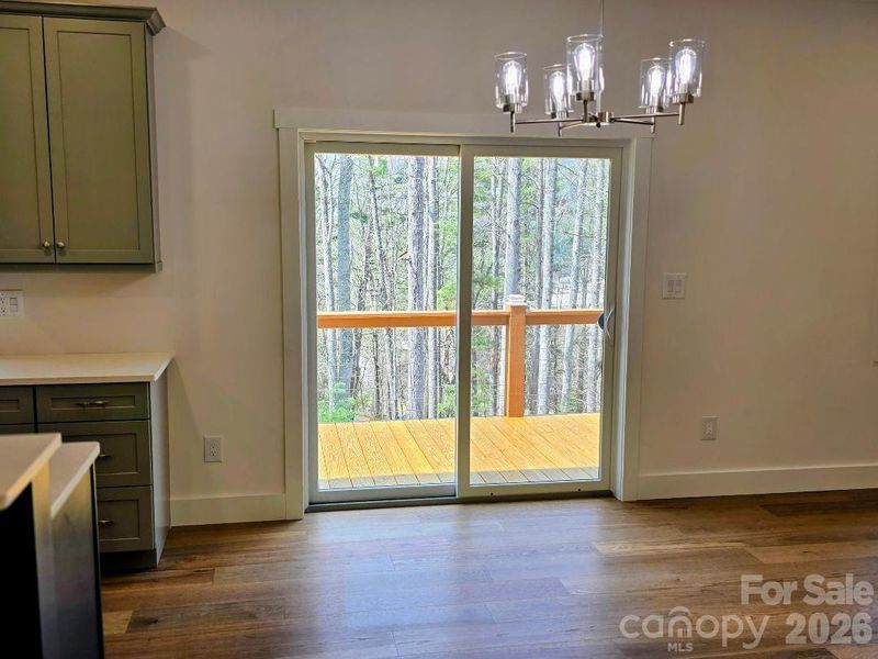 Dining area with door to deck