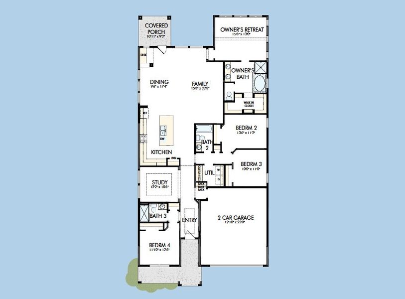 2D floor plan layout for the The Rose by David Weekley Homes in The George - Enclave Collection, Richmond, TX (Image 5). 2D floor plan layout for the The Rose by David Weekley Homes in The George - Enclave Collection, Richmond, TX (Image 5).