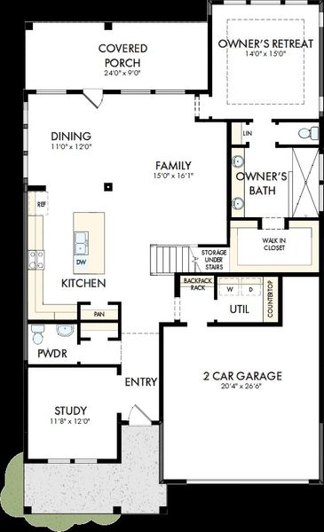 2D floor plan layout of this home in Kresston - Enclave Collection, Montgomery, TX (Image 2).