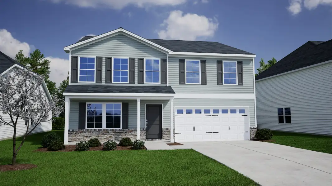 Representative exterior photo of a completed home built from the Telfair - Genesis Value Collection by Mungo Homes in Fairfield Place East and West, Chesnee, SC (Image 17).