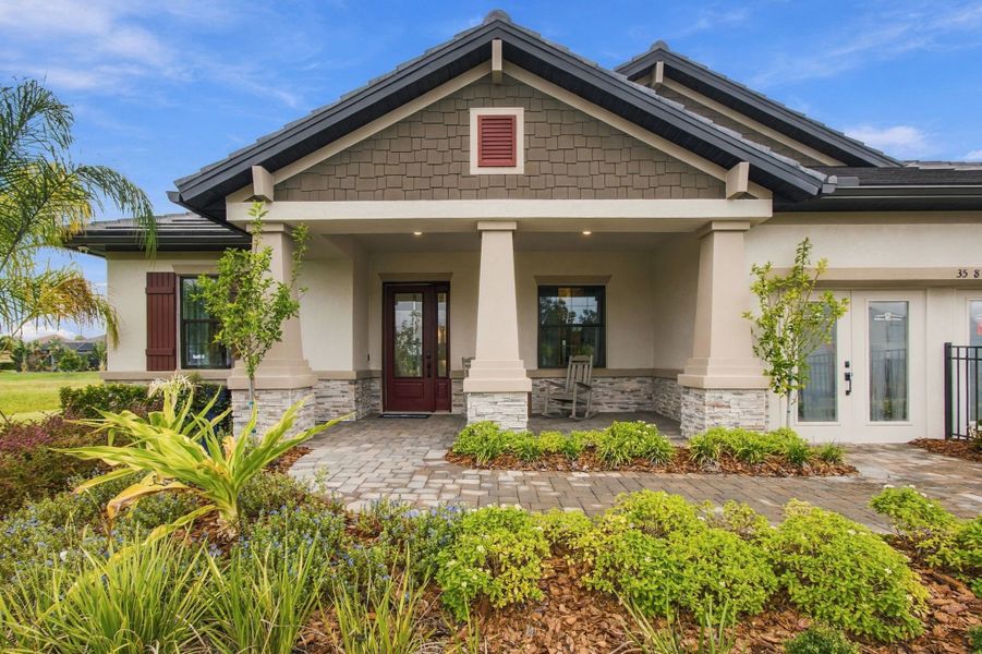 Representative exterior photo of a completed home built from the Joyce by William Ryan Homes in Pinecone Reserve, Brooksville, FL (Image 29). Representative exterior photo of a completed home built from the Joyce by William Ryan Homes in Pinecone Reserve, Brooksville, FL (Image 29).