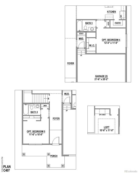 2D floor plan layout of this home in Sterling Ranch Homestead 80s, Colorado Springs, CO (Image 1).