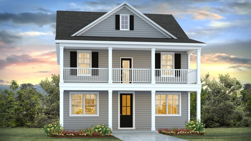 Representative exterior photo of a completed home built from the SPRUCEWOOD by D.R. Horton in Sheep Island, Summerville, SC (Image 17).