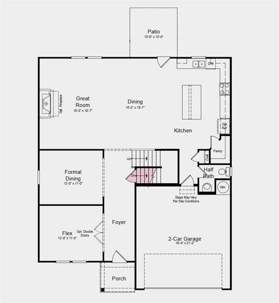 2D floor plan layout of this home in Falls Creek, Flowery Branch, GA (Image 3).