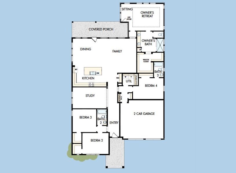 2D floor plan layout for the The Honeysuckle by David Weekley Homes in Point Hope - Village Collection, Charleston, SC (Image 4). 2D floor plan layout for the The Honeysuckle by David Weekley Homes in Point Hope - Village Collection, Charleston, SC (Image 4).