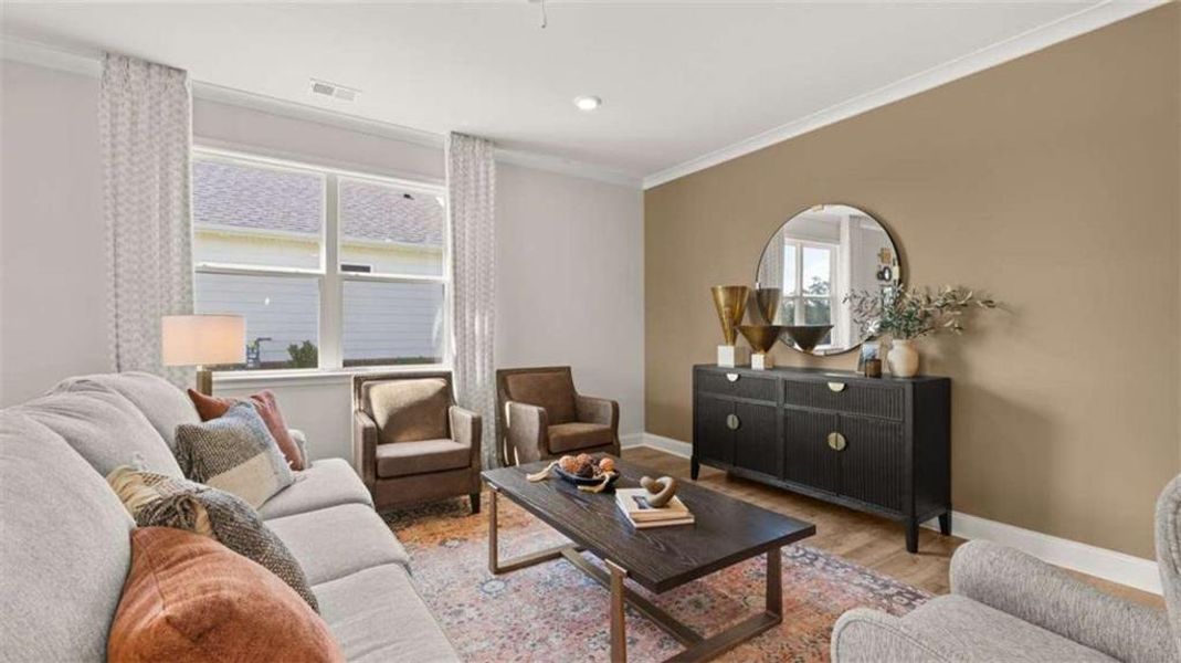 Furnished interior view inside a new home in Oak Ridge Meadows - Active Adult, Locust Grove (Image 29).