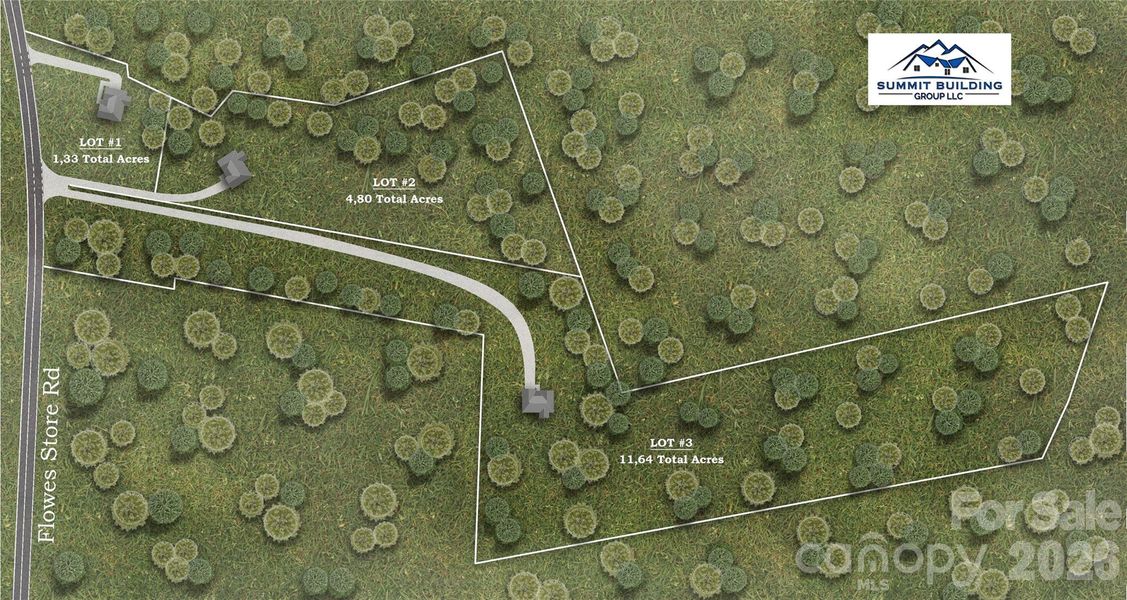 Lot 3 has road frontage on Flowes Store Rd. The homesite is planned near the curve as shown here where there is a clearing. Lot 3 has road frontage on Flowes Store Rd. The homesite is planned near the curve as shown here where there is a clearing.