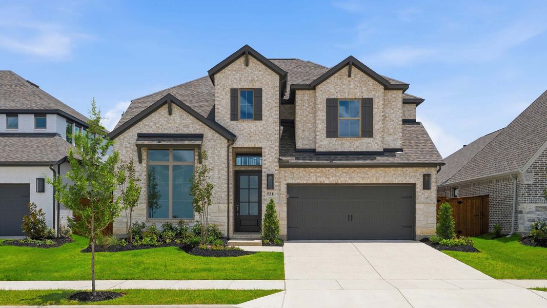 Front exterior of a new home in The Heights at Uptown Celina, Celina, TX, highlighting curb appeal (Image 1). Front exterior of a new home in The Heights at Uptown Celina, Celina, TX, highlighting curb appeal (Image 1).