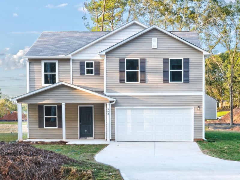 Front exterior of a new home in Creekside, Anderson, SC, highlighting curb appeal (Image 1). Front exterior of a new home in Creekside, Anderson, SC, highlighting curb appeal (Image 1).