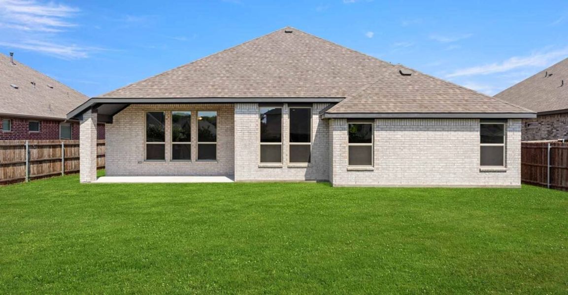 Representative exterior photo of a completed home built from the Hampton by Impression Homes in Mercer Meadows, Royse City, TX (Image 20). Representative exterior photo of a completed home built from the Hampton by Impression Homes in Mercer Meadows, Royse City, TX (Image 20).