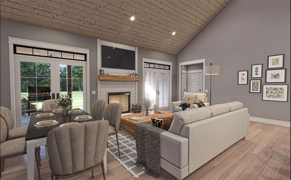 Open concept home features vaulted ceilings!