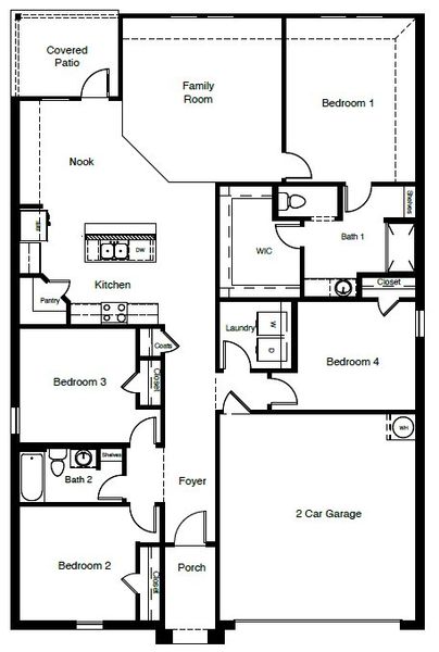 2D floor plan layout of this home in Sunnycreek, Fort Worth, TX (Image 3).