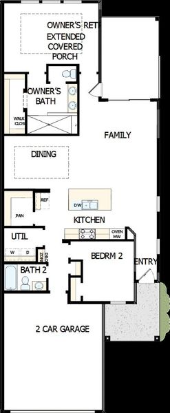 2D floor plan layout of this home in Encore at Chatham Park – Villa Series, Pittsboro, NC (Image 2).