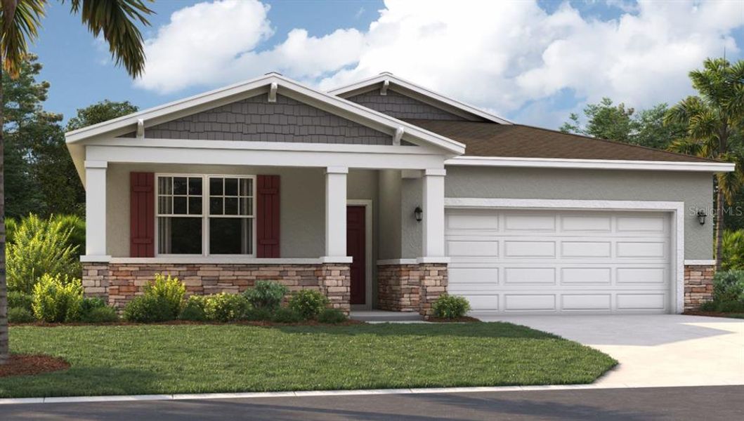 Front exterior of a new home in Wynnstone, Davenport, FL, highlighting curb appeal (Image 2).