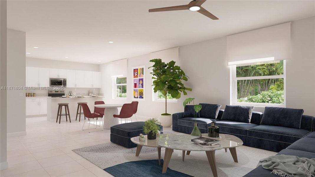 Furnished interior view inside a new home in Hawthorne at Galiano Pointe, Miami (Image 3). Furnished interior view inside a new home in Hawthorne at Galiano Pointe, Miami (Image 3).