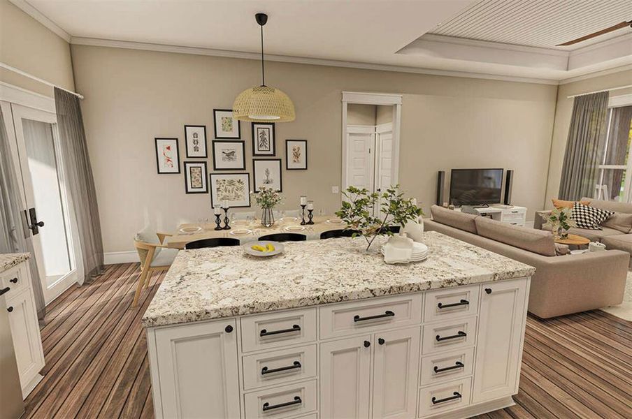 Open concept living area to your kitchen with an island built for entertaining!