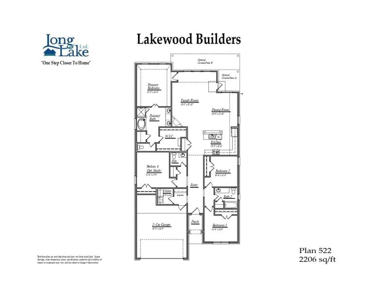 Plan 522 offers 4 bedrooms, 3 full baths, and over 2,200 sqft of living space.