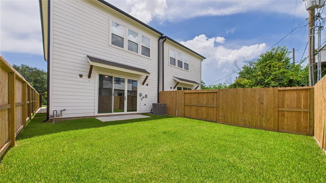Exterior details and patio area of a home in Skyline Homes at Lozier, Houston (Image 27).
