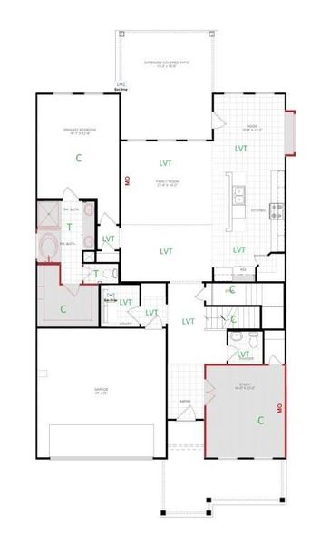 2D floor plan layout of this home in Attwater 55s - Country, Waller, TX (Image 16).