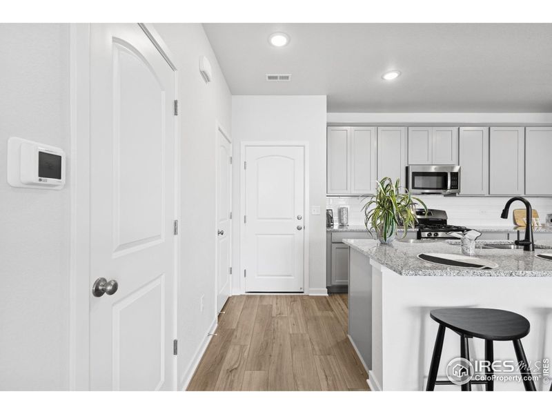 Furnished interior view inside a new home in Kinston Mainstreet Townhomes, Loveland (Image 9). Furnished interior view inside a new home in Kinston Mainstreet Townhomes, Loveland (Image 9).